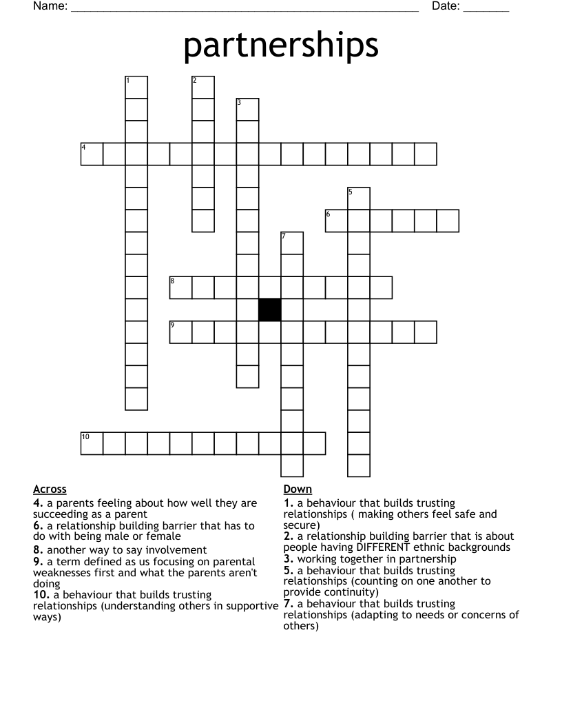 partnerships  Crossword