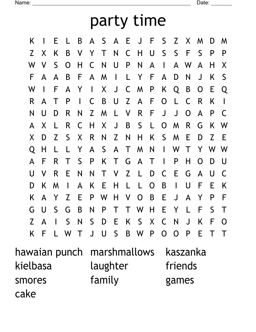 party time Word Search