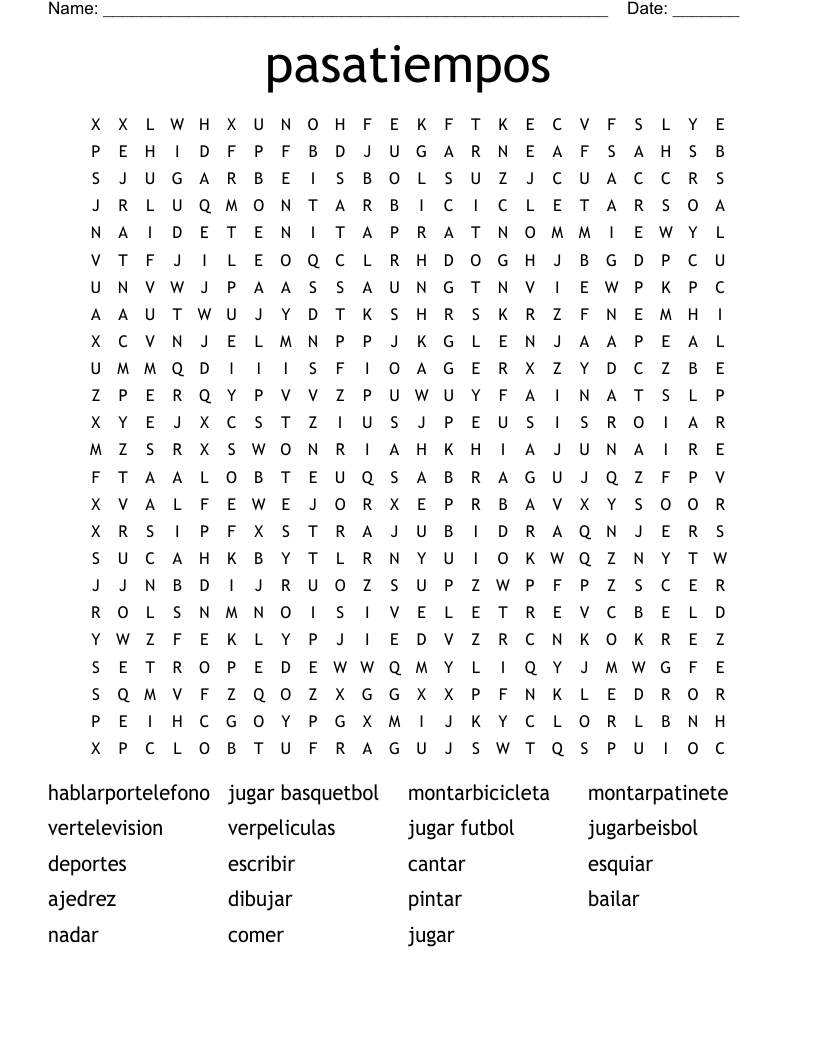 pasatiempos Word Search