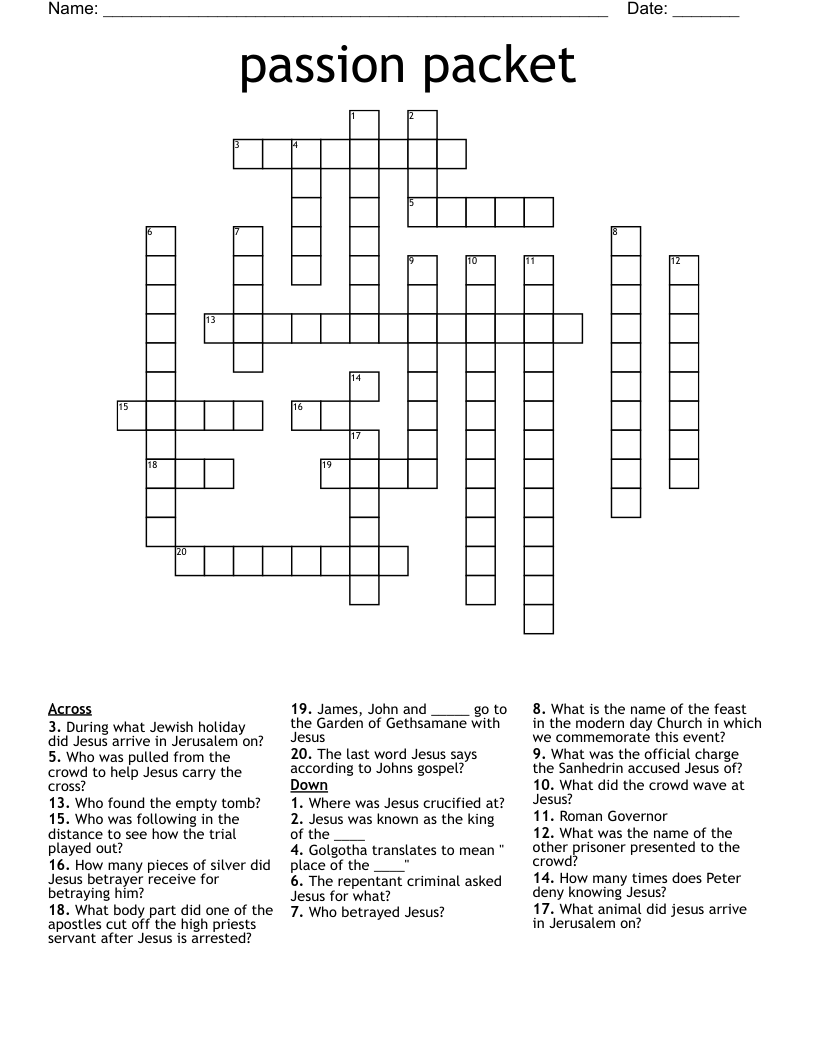 passion packet  Crossword