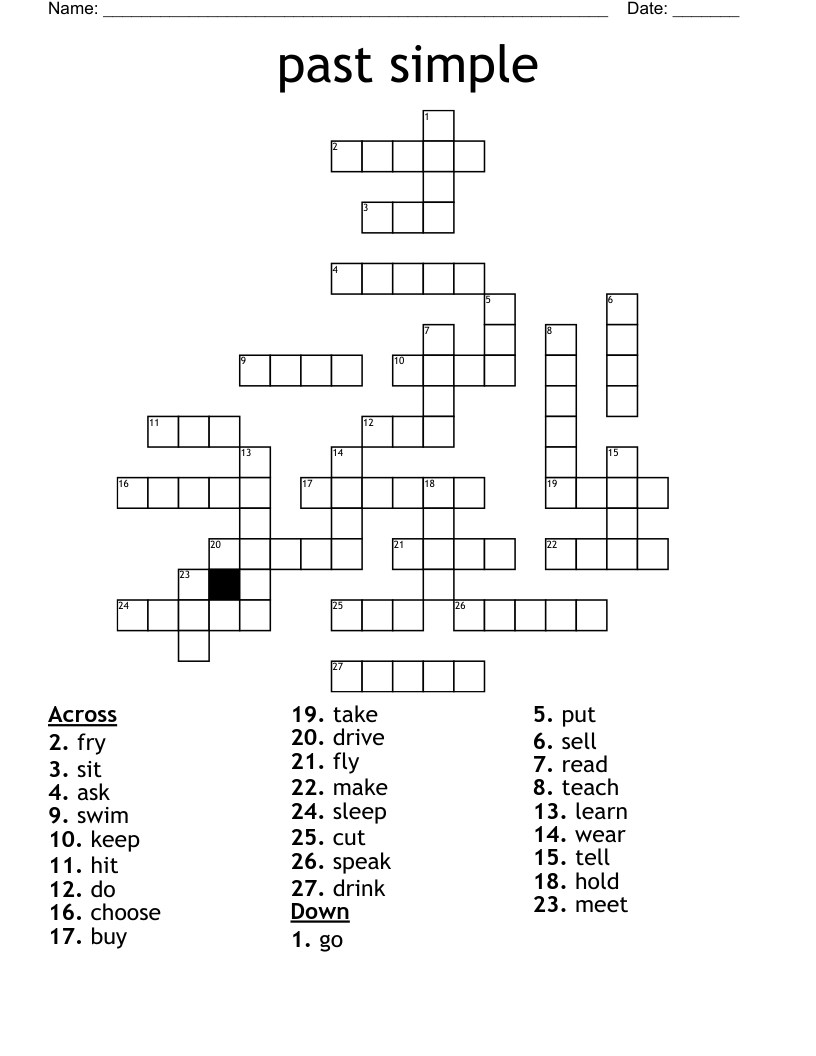 past simple Crossword