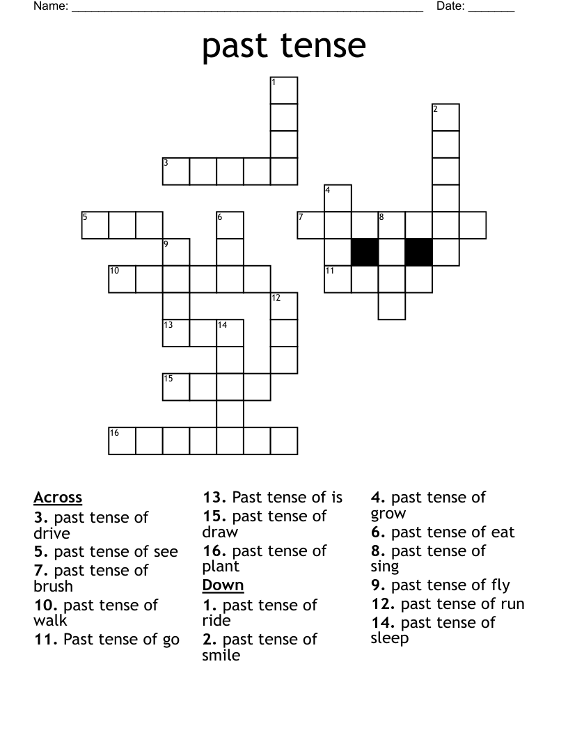 past tense Crossword