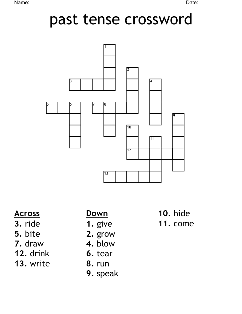 past tense crossword