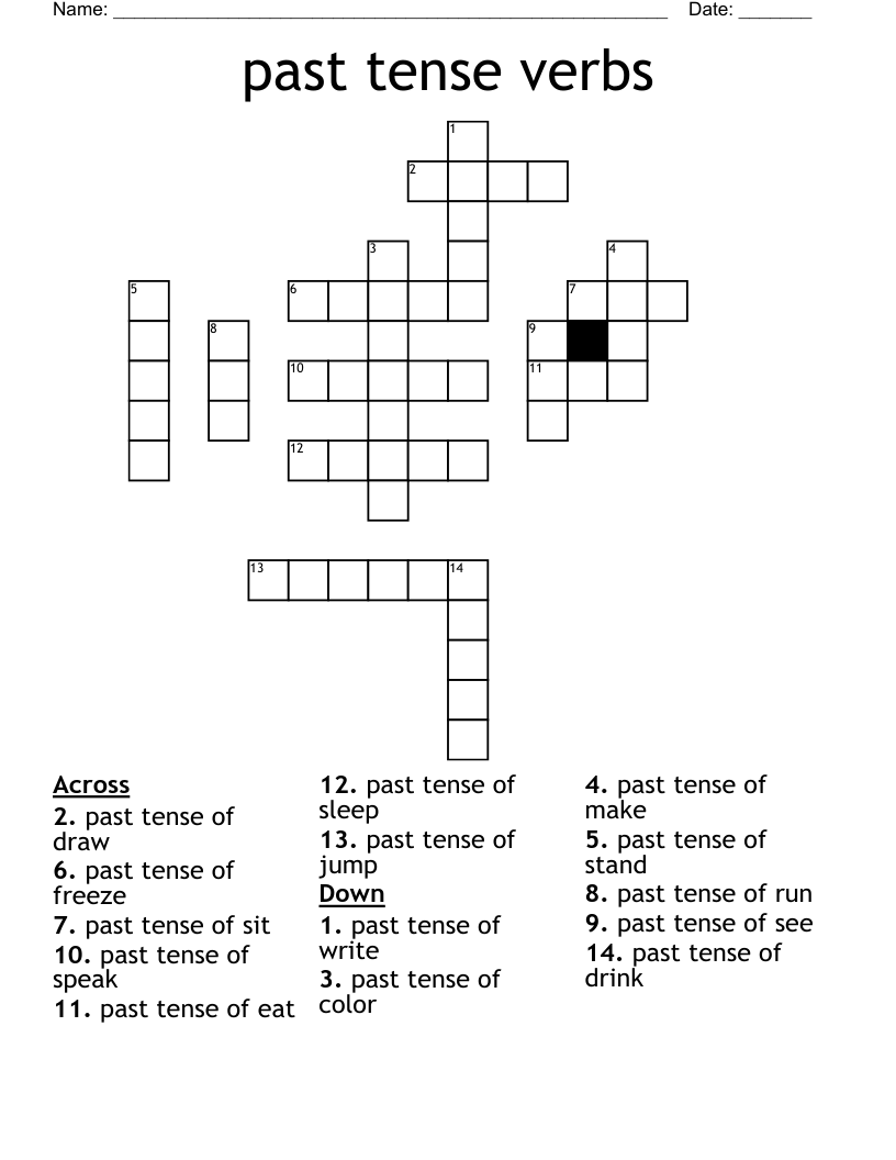 past tense verbs Crossword