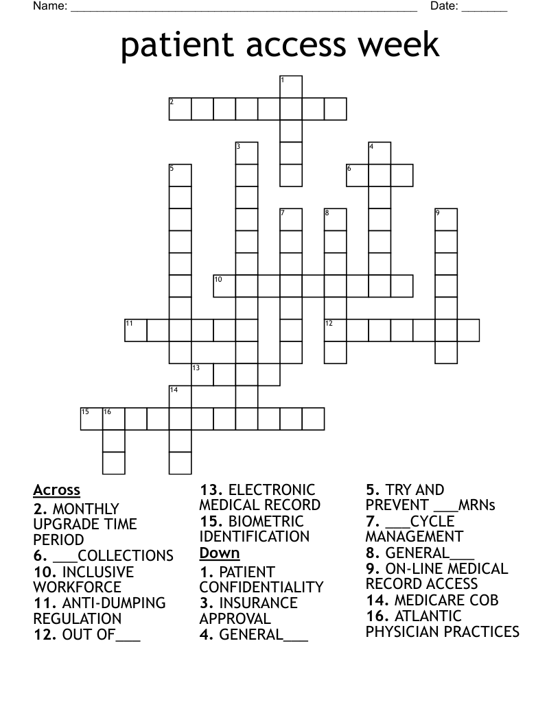 patient access week  Crossword