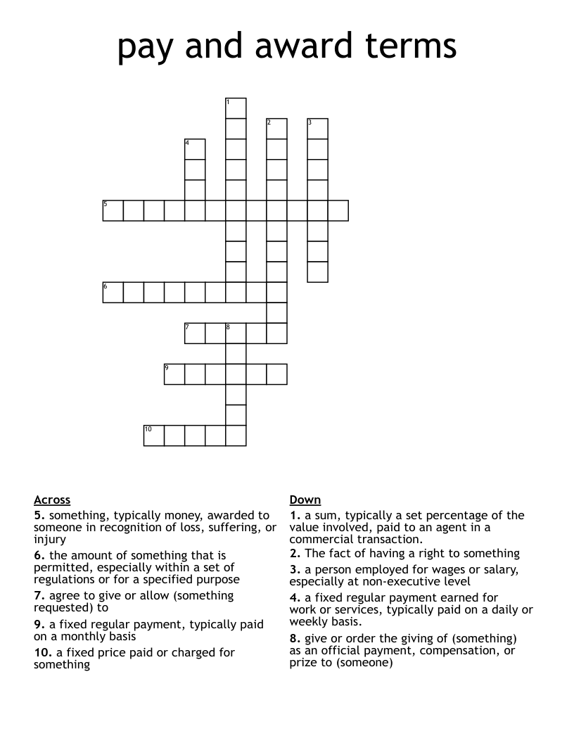 pay and award terms Crossword