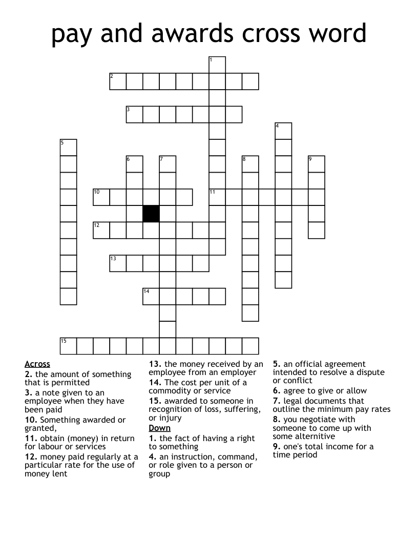 pay and awards cross word 