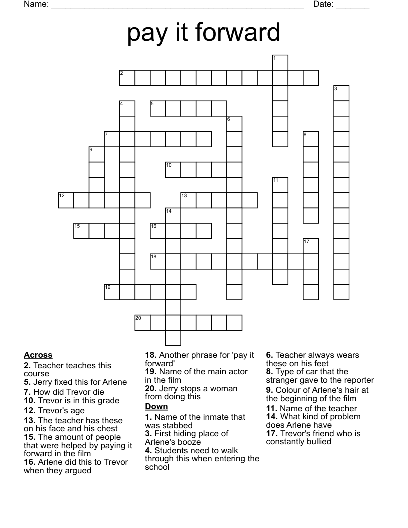 pay it forward Crossword