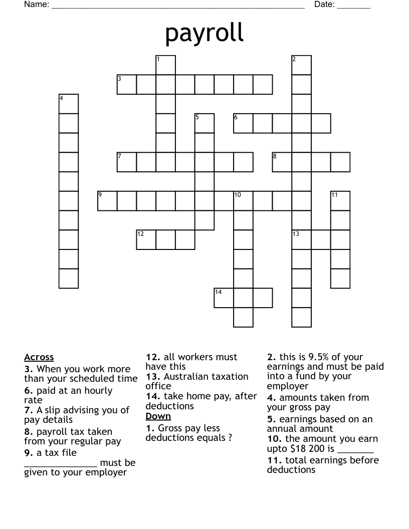 payroll Crossword