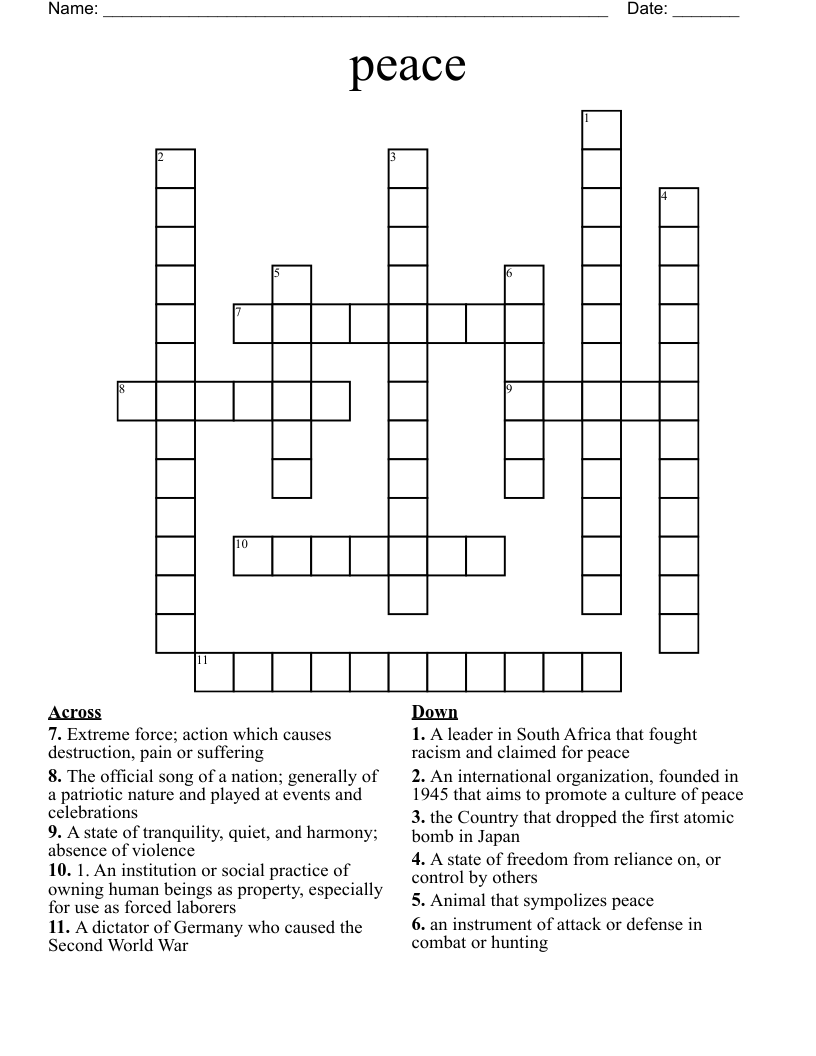 peace Crossword