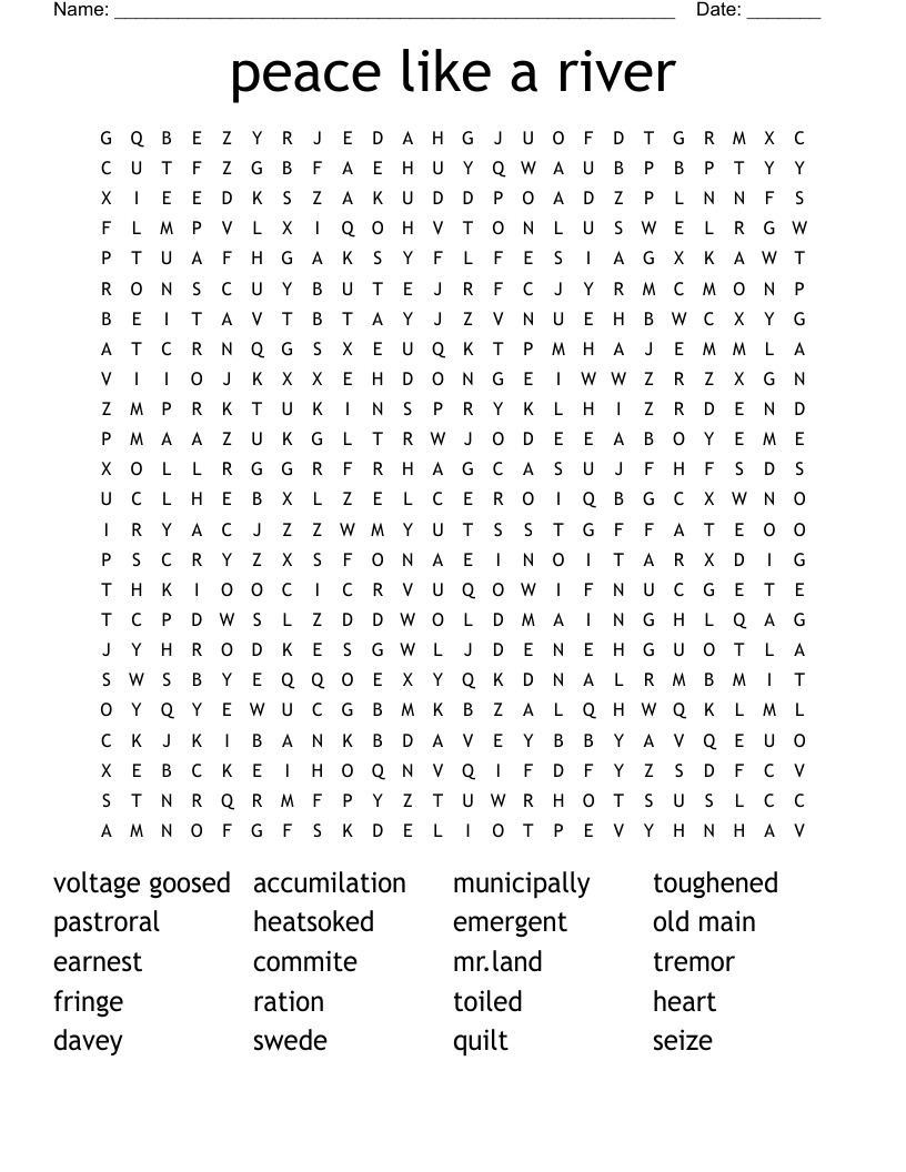peace like a river Word Search