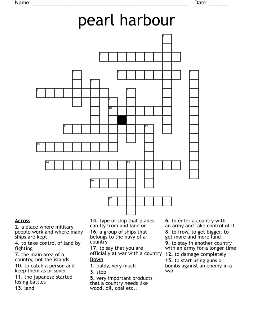 pearl harbour Crossword