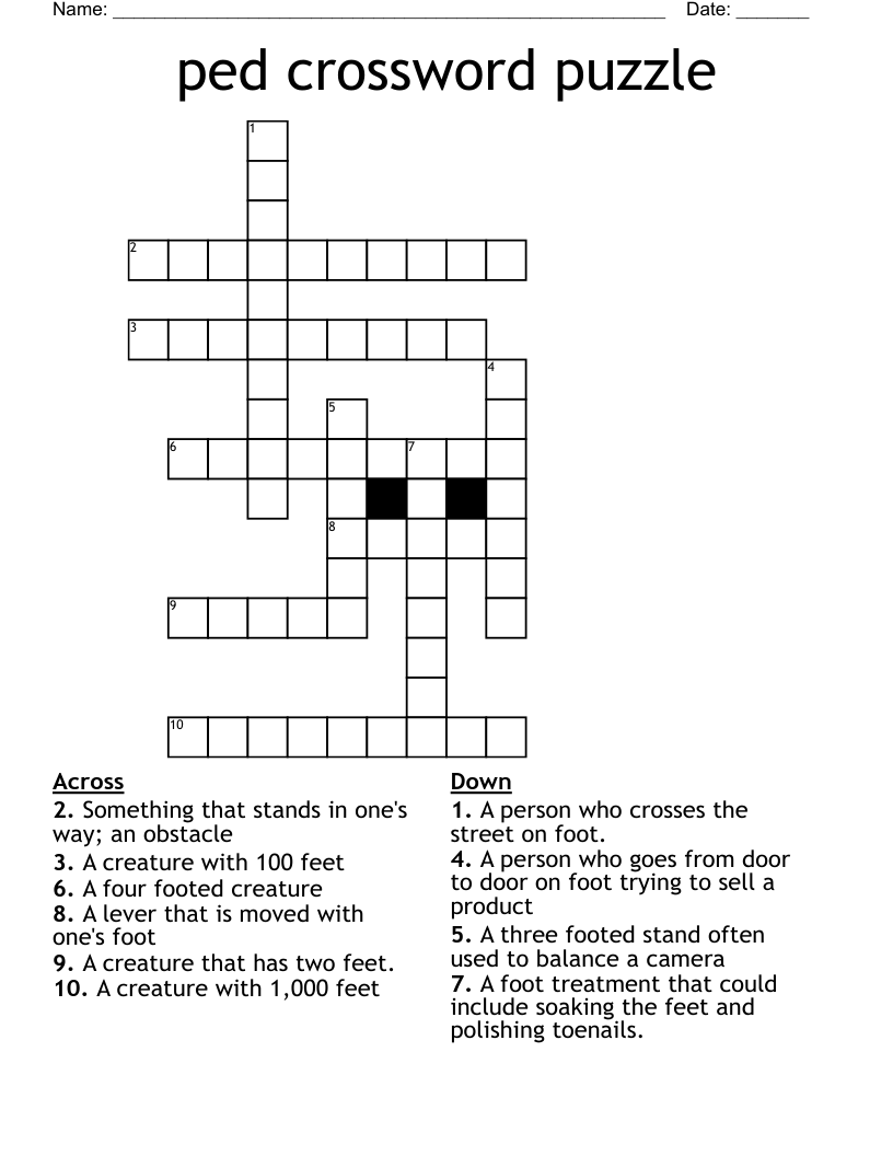 ped crossword puzzle
