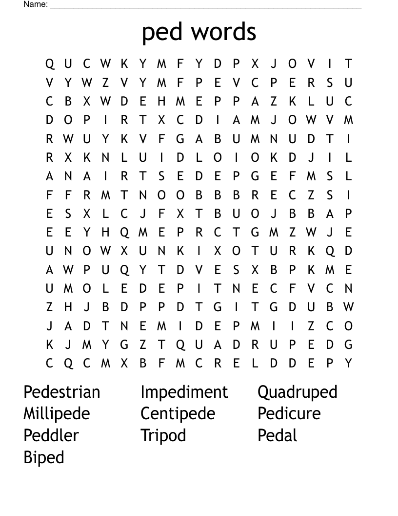 ped words Word Search