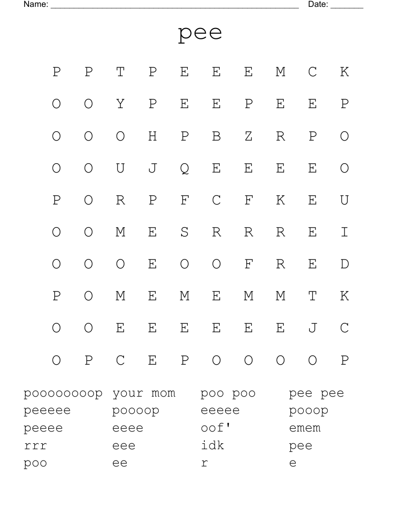 pee Word Search