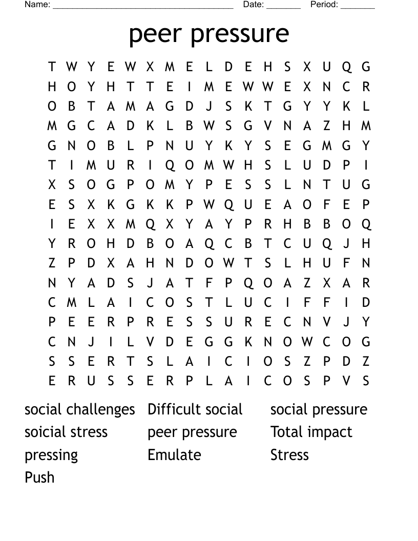 peer pressure Word Search