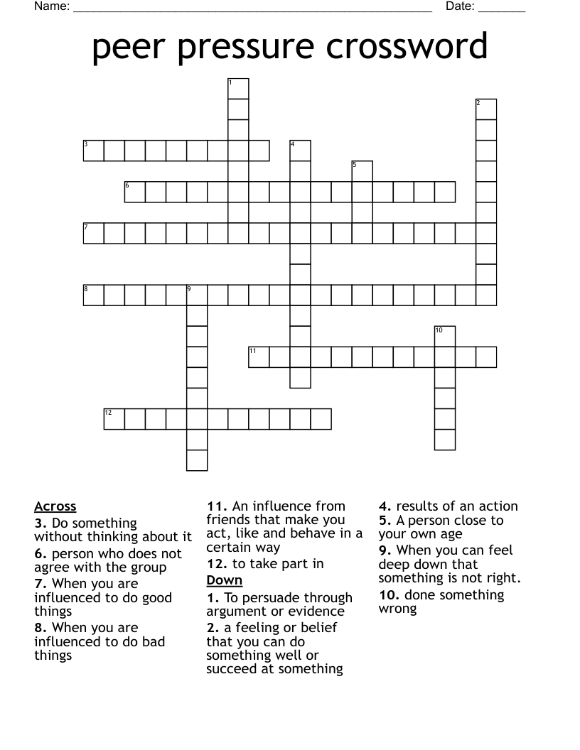 peer pressure crossword