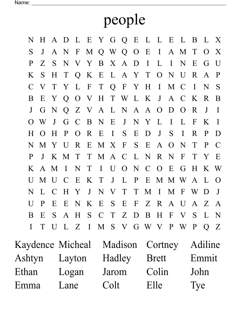 people Word Search