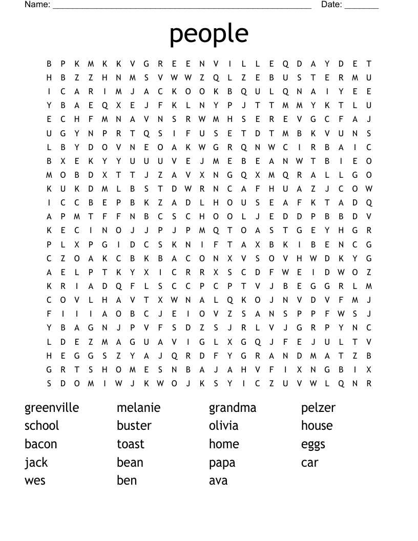 people Word Search