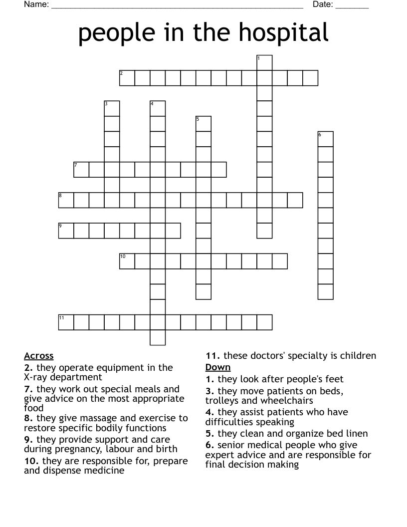 people in the hospital Crossword