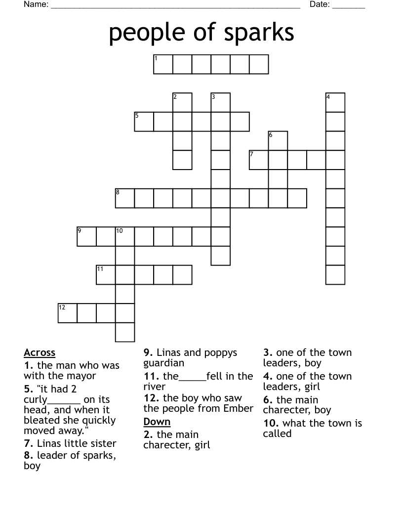 people of sparks Crossword