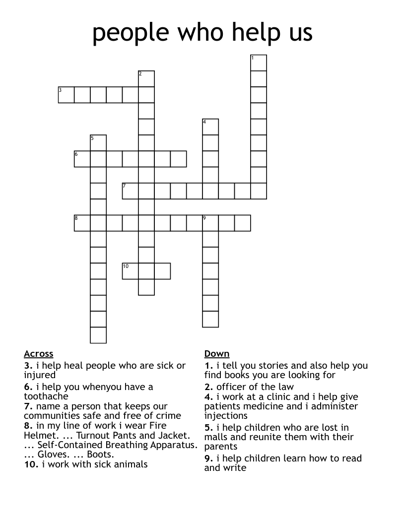 people who help us  Crossword
