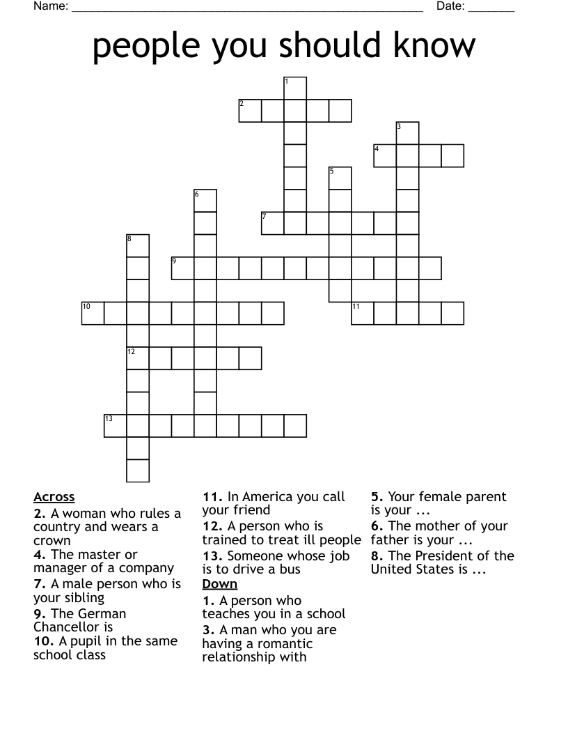 people you should know Crossword