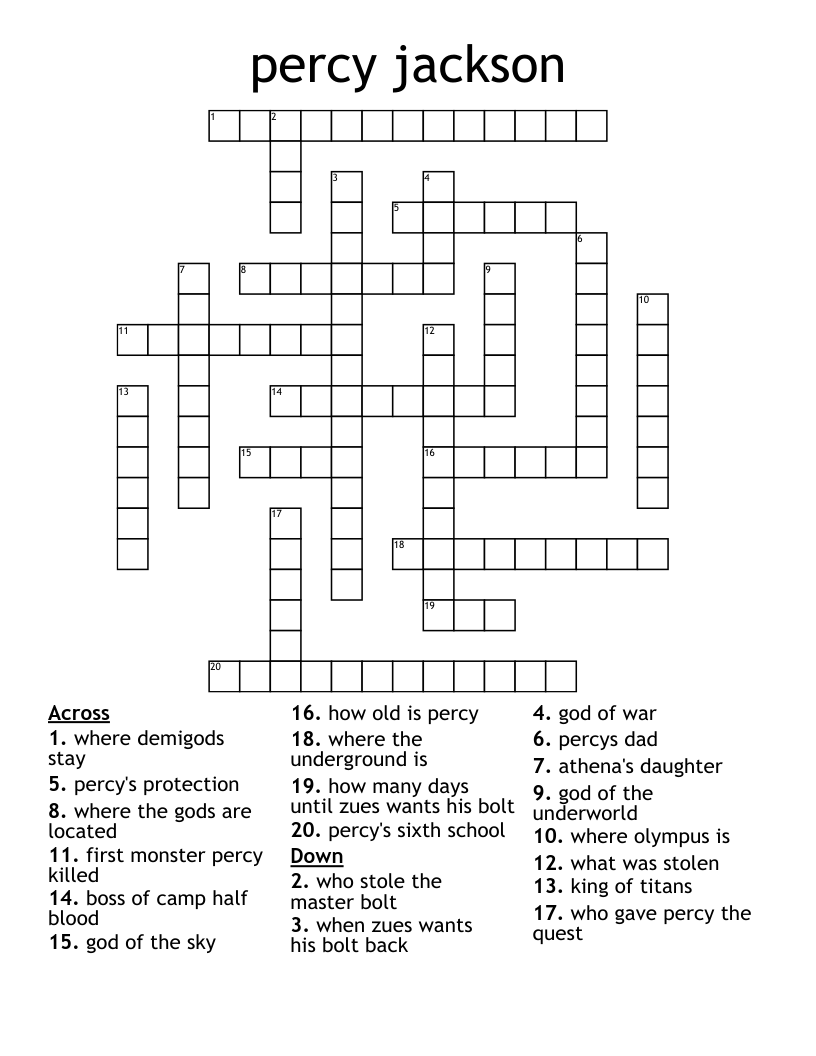 percy jackson Crossword