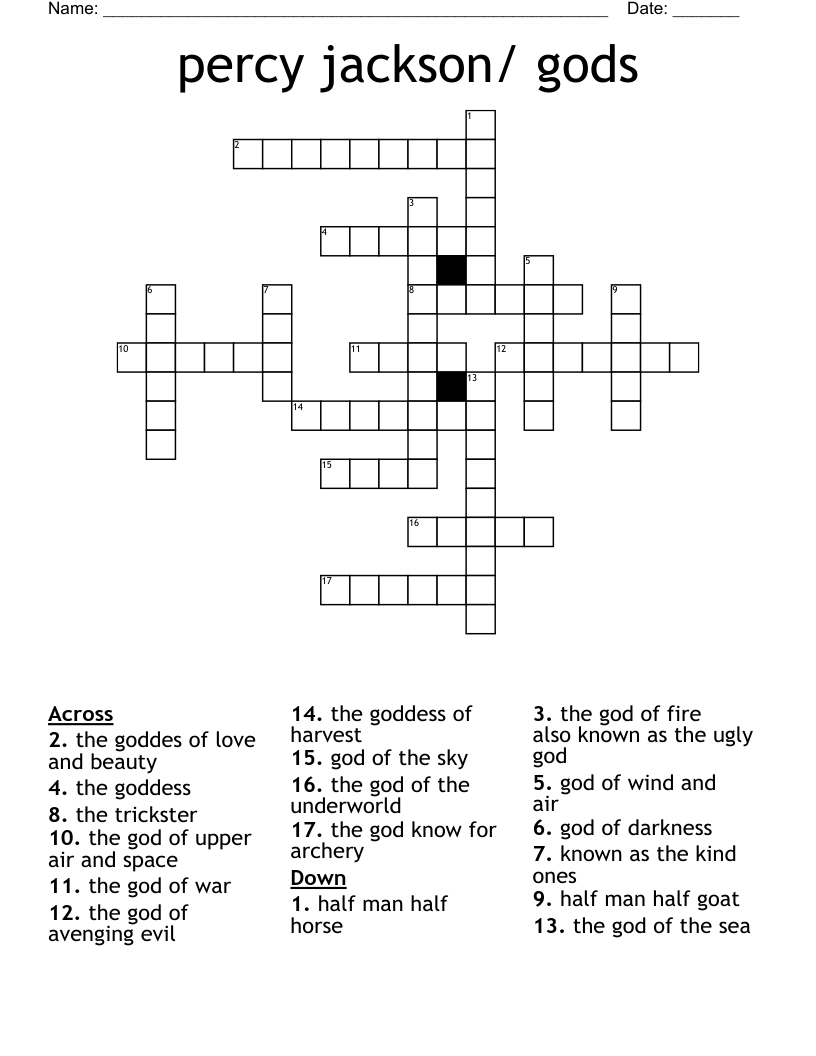 percy jackson/ gods Crossword
