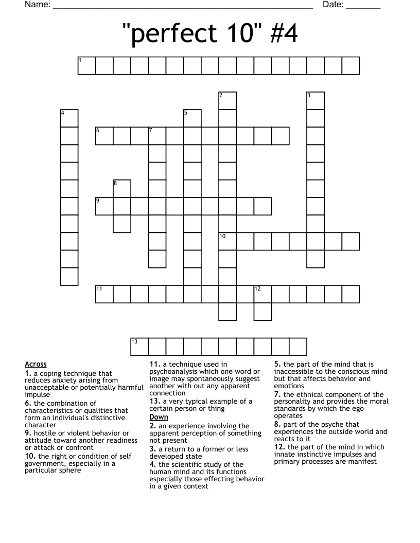 "perfect 10" #4 Crossword