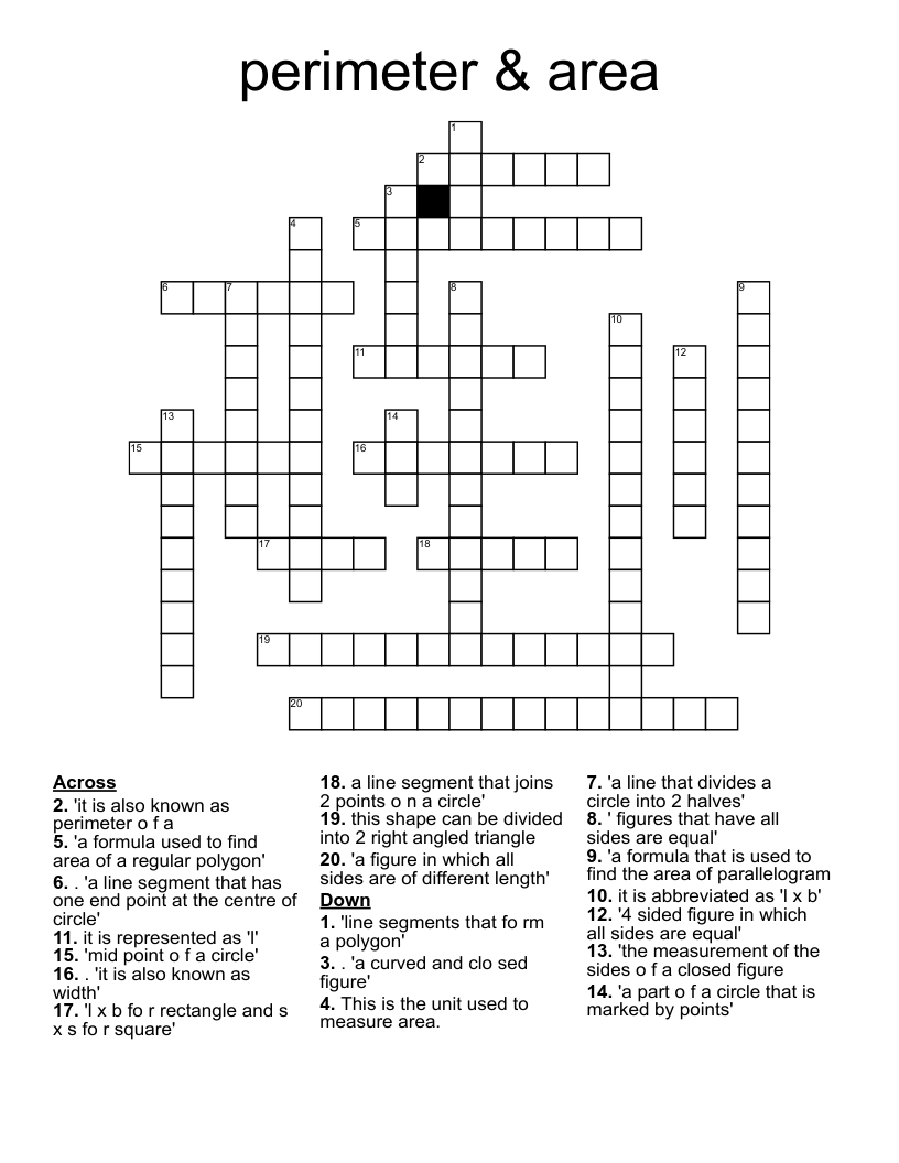 perimeter & area Crossword