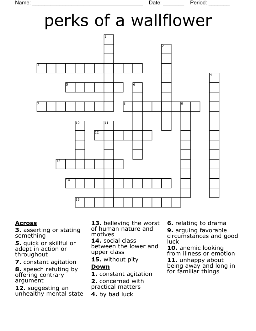 perks of a wallflower  Crossword