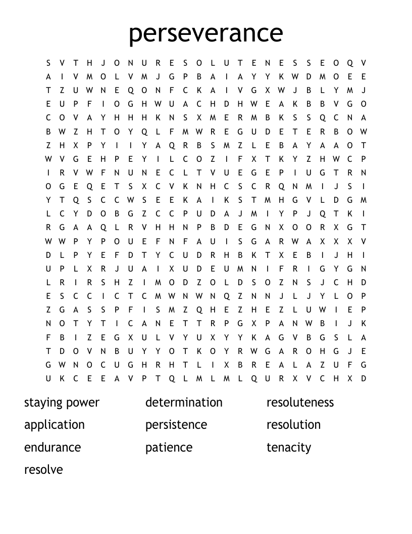 perseverance Word Search