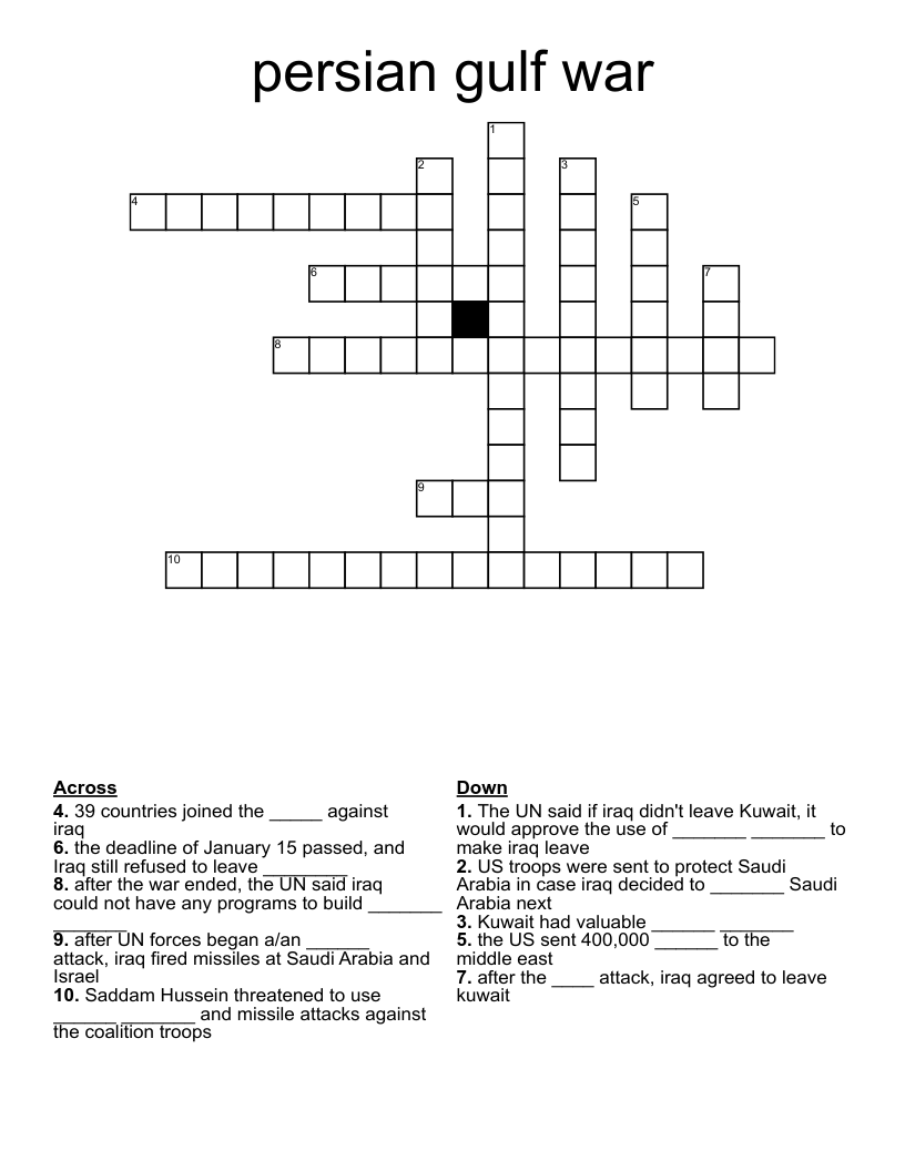 persian gulf war Crossword
