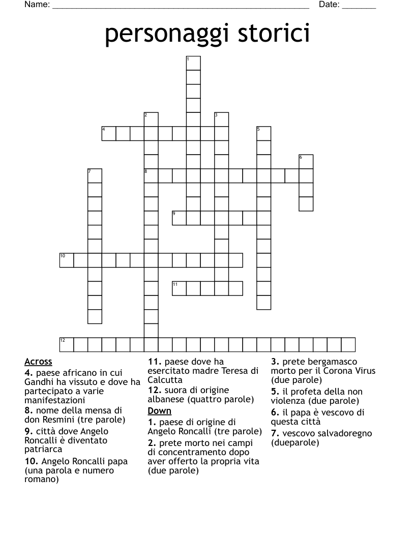 personaggi storici Crossword