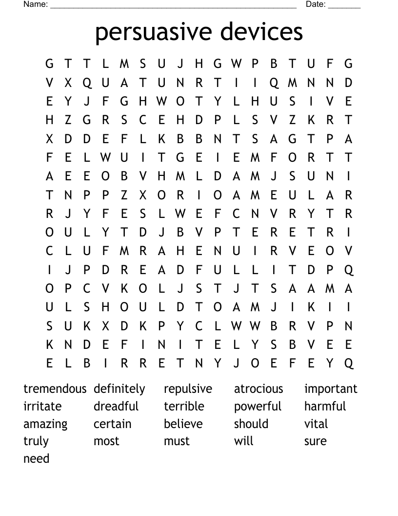 persuasive devices  Word Search