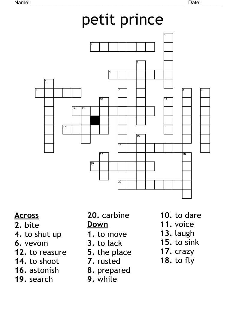 petit prince Crossword