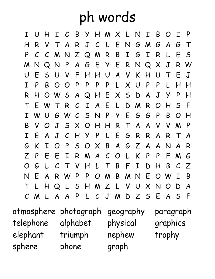 ph words Word Search