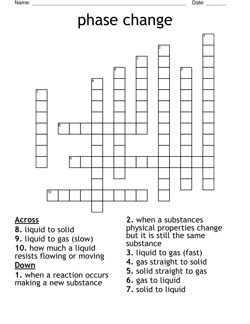 phase change  Crossword