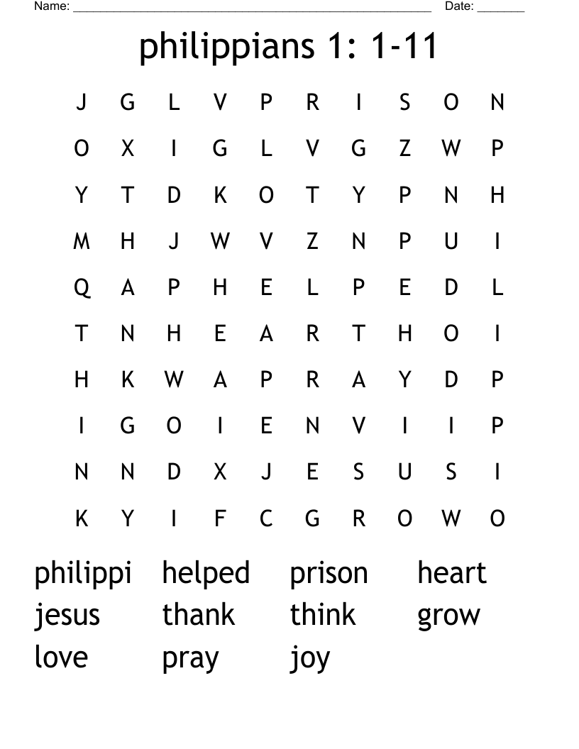 philippians 1: 1-11 Word Search
