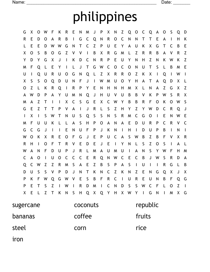 philippines Word Search