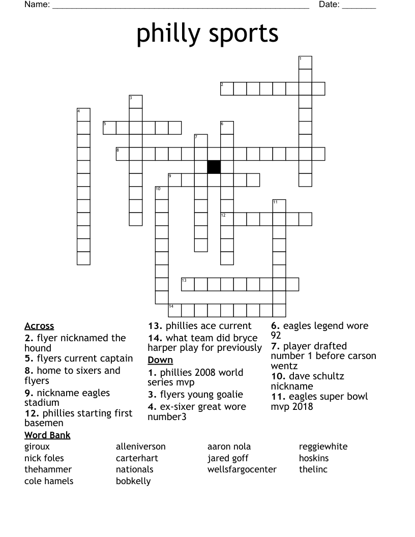 philly sports Crossword