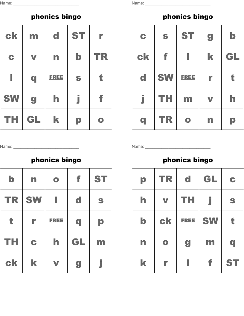 phonics bingo