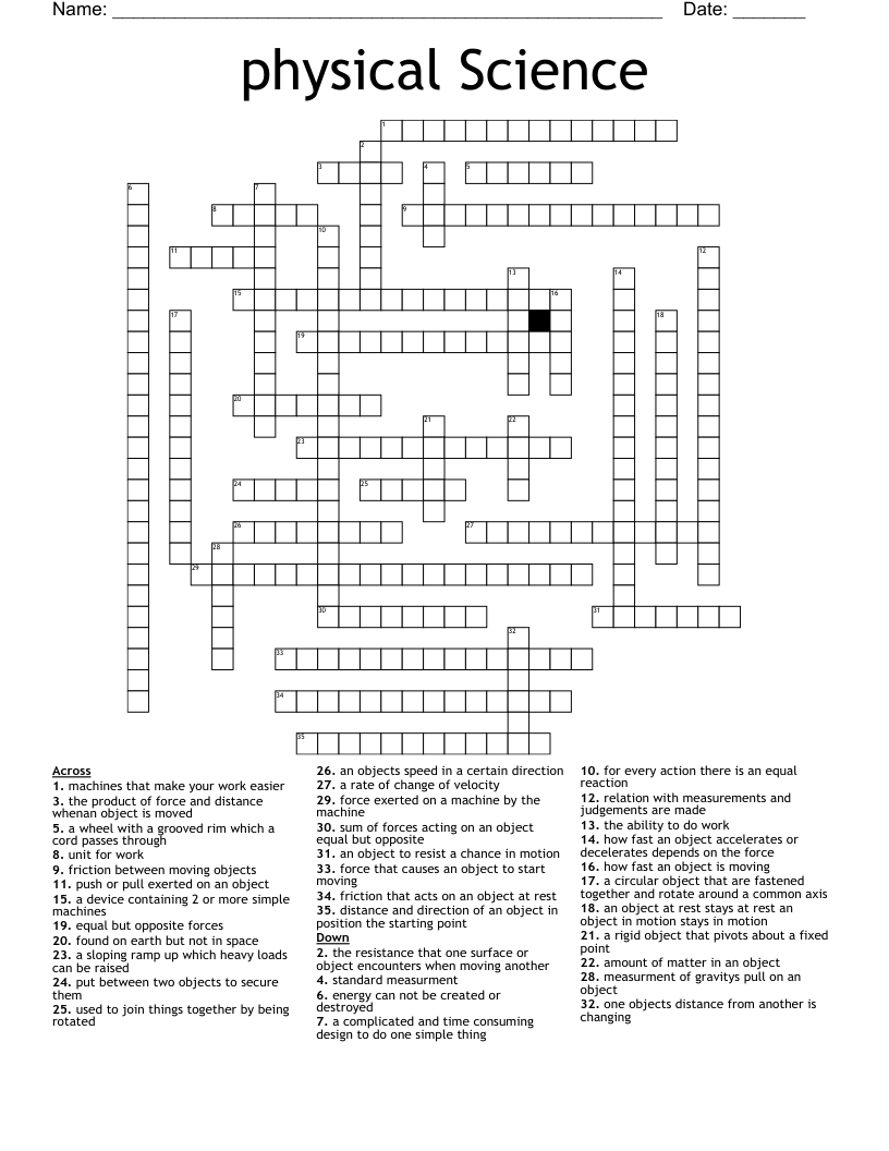 physical Science Crossword