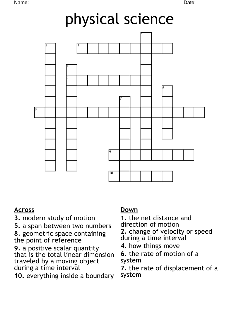physical science Crossword