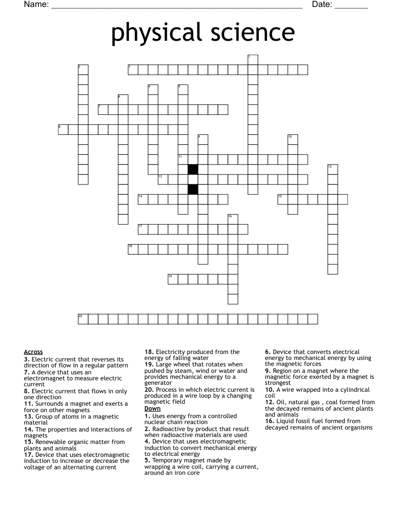 physical science Crossword