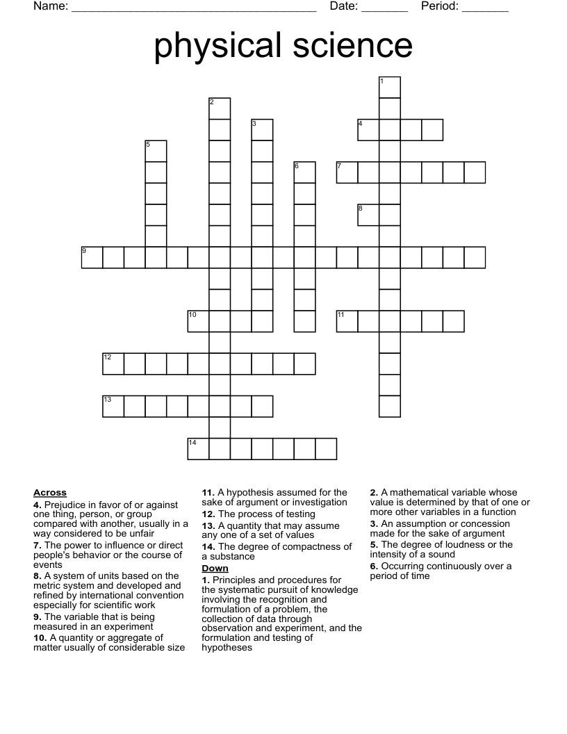 physical science  Crossword