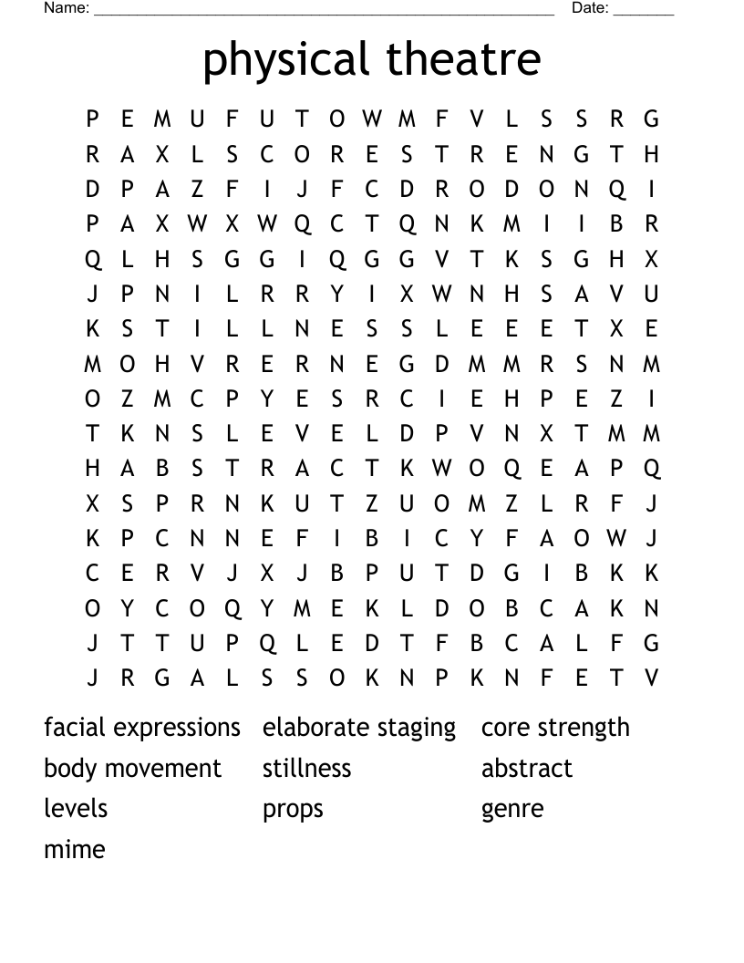physical theatre Word Search