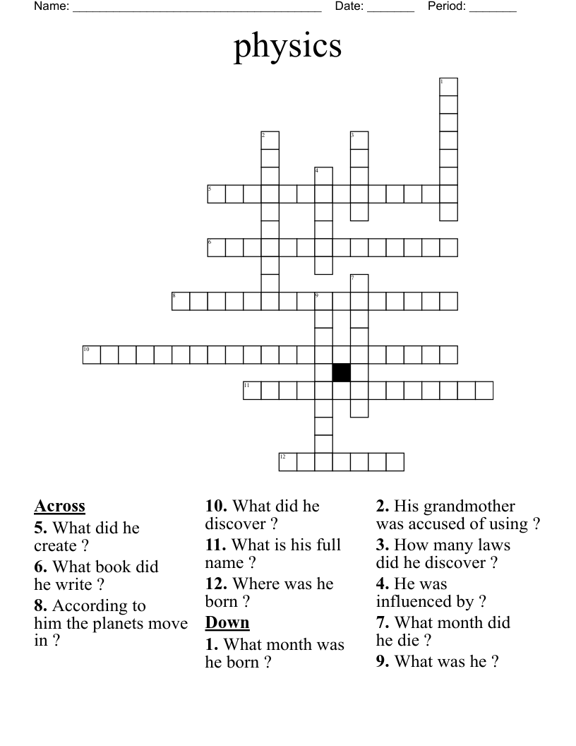 physics Crossword