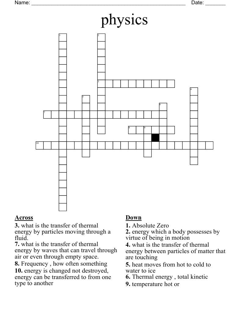 physics Crossword